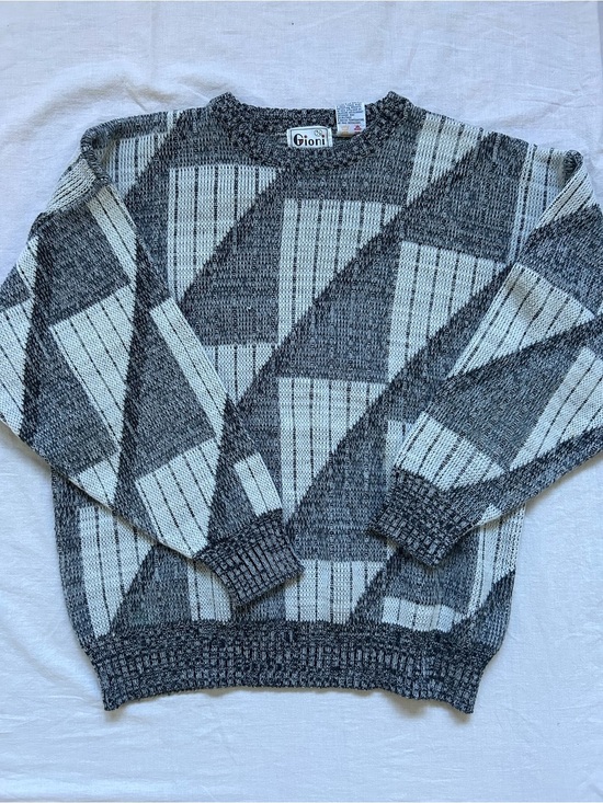 Vintage Other - Vintage Black & White Geometric Crewneck Sweater